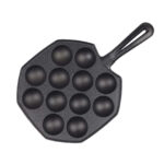 1-SOGA 18CM Cast Iron Takoyaki Fry Pan Octopus Balls Maker 12 Hole Cavities Grill Mold