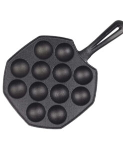 1-SOGA 18CM Cast Iron Takoyaki Fry Pan Octopus Balls Maker 12 Hole Cavities Grill Mold