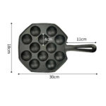 5-SOGA 18CM Cast Iron Takoyaki Fry Pan Octopus Balls Maker 12 Hole Cavities Grill Mold
