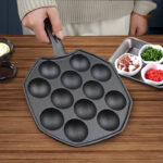 8-SOGA 18CM Cast Iron Takoyaki Fry Pan Octopus Balls Maker 12 Hole Cavities Grill Mold