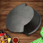 5-SOGA 2X 2 in 1 Cast Iron Ribbed Fry Pan Skillet Griddle BBQ and Steamboat Hot Pot