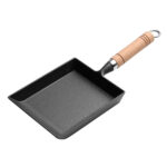 1-SOGA Cast Iron Tamagoyaki Japanese Omelette Egg Frying Skillet Fry Pan Wooden Handle