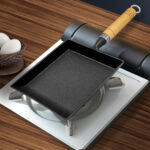 7-SOGA Cast Iron Tamagoyaki Japanese Omelette Egg Frying Skillet Fry Pan Wooden Handle