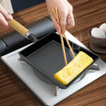 8-SOGA Cast Iron Tamagoyaki Japanese Omelette Egg Frying Skillet Fry Pan Wooden Handle