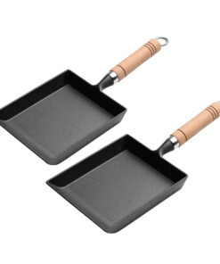 1-SOGA 2X Cast Iron Tamagoyaki Japanese Omelette Egg Frying Skillet Fry Pan Wooden Handle