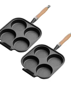 1-SOGA 2X 4 Mold Cast Iron Breakfast Fried Egg Pancake Omelette Fry Pan