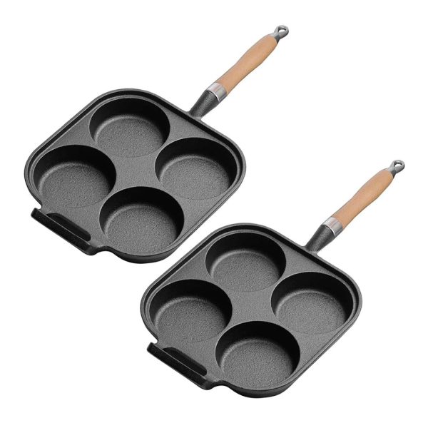 1-SOGA 2X 4 Mold Cast Iron Breakfast Fried Egg Pancake Omelette Fry Pan