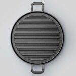 2-SOGA 30cm Ribbed Cast Iron Frying Pan Skillet Coating Steak Sizzle Platter