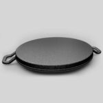 3-SOGA 30cm Ribbed Cast Iron Frying Pan Skillet Coating Steak Sizzle Platter