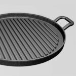 4-SOGA 30cm Ribbed Cast Iron Frying Pan Skillet Coating Steak Sizzle Platter