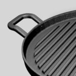 5-SOGA 30cm Ribbed Cast Iron Frying Pan Skillet Coating Steak Sizzle Platter