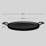 6-SOGA 30cm Ribbed Cast Iron Frying Pan Skillet Coating Steak Sizzle Platter