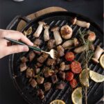 8-SOGA 30cm Ribbed Cast Iron Frying Pan Skillet Coating Steak Sizzle Platter