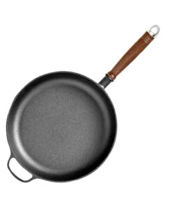 1-SOGA 29cm Round Cast Iron Frying Pan Skillet Steak Sizzle Platter with Helper Handle