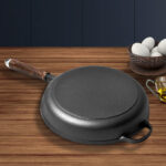 3-SOGA 2X 29cm Round Cast Iron Frying Pan Skillet Steak Sizzle Platter with Helper Handle