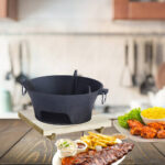 2-SOGA 2X Large Cast Iron Round Stove Charcoal Table Net Grill Japanese Style BBQ Picnic Camping with Wooden Board