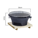6-SOGA 2X Large Cast Iron Round Stove Charcoal Table Net Grill Japanese Style BBQ Picnic Camping with Wooden Board