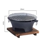 6-SOGA 2X Medium Cast Iron Round Stove Charcoal Table Net Grill Japanese Style BBQ Picnic Camping with Wooden Board
