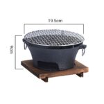 6-SOGA 2X Small Cast Iron Round Stove Charcoal Table Net Grill Japanese Style BBQ Picnic Camping with Wooden Board