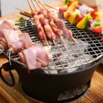 7-SOGA 2X Small Cast Iron Round Stove Charcoal Table Net Grill Japanese Style BBQ Picnic Camping with Wooden Board