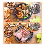8-SOGA 2X Small Cast Iron Round Stove Charcoal Table Net Grill Japanese Style BBQ Picnic Camping with Wooden Board
