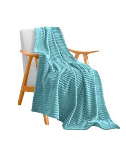1-SOGA Sky Blue Throw Blanket Warm Cozy Striped Pattern Thin Flannel Coverlet Fleece Bed Sofa Comforter