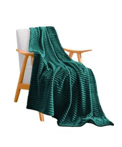 1-SOGA Dark GreenThrow Blanket Warm Cozy Striped Pattern Thin Flannel Coverlet Fleece Bed Sofa Comforter
