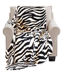 1-SOGA 130x170cm Throw Blanket Black and White Soft Zebra Print Half Fleece Casual Stylish Cozy