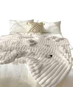 1-SOGA 150x200cm Throw Blanket Pearl White Premium Milk Velvet Luxuriously Soft Cozy Bedding