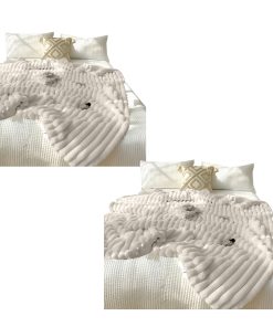1-SOGA 2X 150x200cm Throw Blanket Pearl White Premium Milk Velvet Luxuriously Soft Cozy Bedding