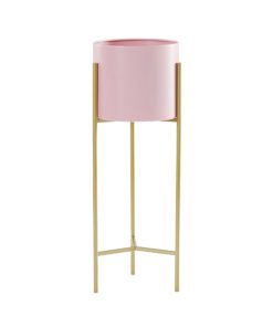 1-SOGA 2 Layer 42cm Gold Metal Plant Stand with Pink Flower Pot Holder Corner Shelving Rack Indoor Display