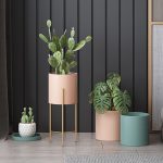 8-SOGA 2X 2 Layer 42cm Gold Metal Plant Stand with Pink Flower Pot Holder Corner Shelving Rack Indoor Display