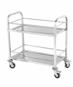 1-SOGA 2 Tier 75x40x84cm Stainless Steel Drink Wine Food Utility Cart Small