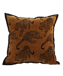 1-SOGA 45cm Throw Pillow Dark Brown Leopard Square Retro Decorative Cushion for Living Room