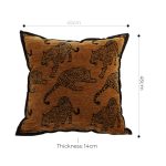 5-SOGA 2X 45cm Throw Pillow Dark Brown Leopard Square Retro Decorative Cushion for Living Room