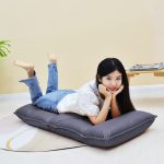 3-SOGA Grey Lounge Recliner Lazy Sofa Bed Tatami Cushion Collapsible Backrest Seat Home Office Decor