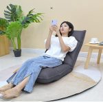 4-SOGA Grey Lounge Recliner Lazy Sofa Bed Tatami Cushion Collapsible Backrest Seat Home Office Decor