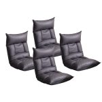 1-SOGA 4X Grey Lounge Recliner Lazy Sofa Bed Tatami Cushion Collapsible Backrest Seat Home Office Decor