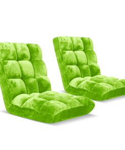1-SOGA 2X Floor Recliner Folding Lounge Sofa Futon Couch Folding Chair Cushion Green
