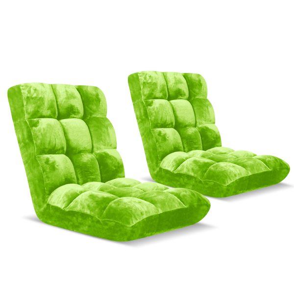 1-SOGA 2X Floor Recliner Folding Lounge Sofa Futon Couch Folding Chair Cushion Green