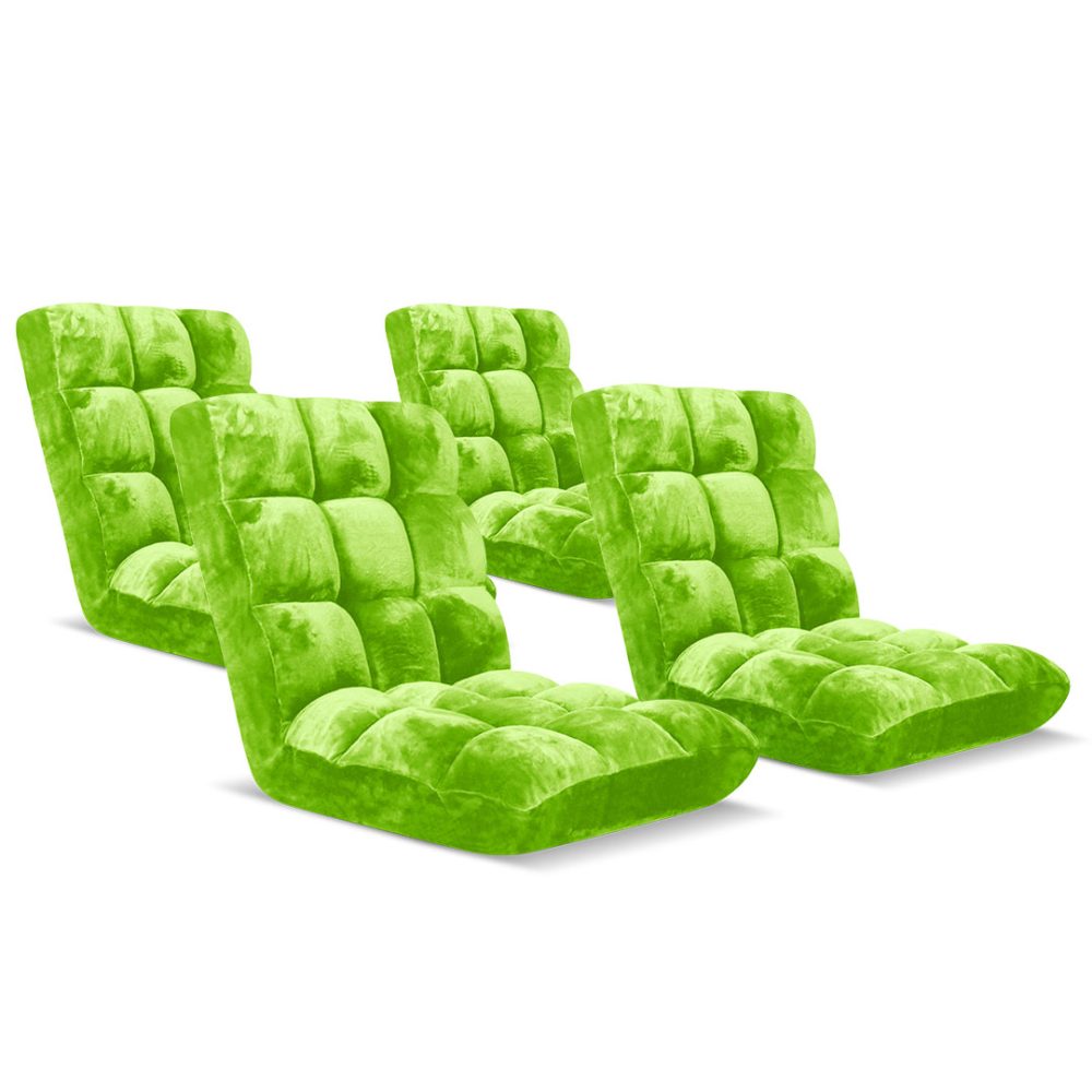 1-SOGA 4X Floor Recliner Folding Lounge Sofa Futon Couch Folding Chair Cushion Green