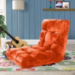2-SOGA Floor Recliner Folding Lounge Sofa Futon Couch Folding Chair Cushion Orange