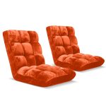 1-SOGA 2X Floor Recliner Folding Lounge Sofa Futon Couch Folding Chair Cushion Orange