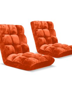 1-SOGA 2X Floor Recliner Folding Lounge Sofa Futon Couch Folding Chair Cushion Orange