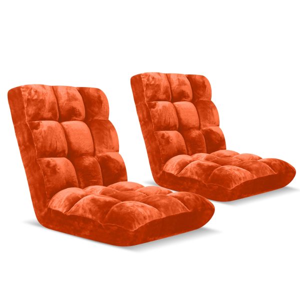 1-SOGA 2X Floor Recliner Folding Lounge Sofa Futon Couch Folding Chair Cushion Orange
