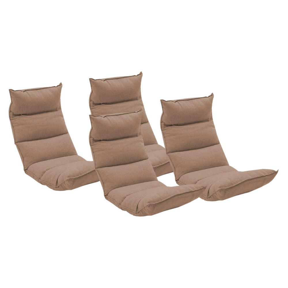 1-SOGA 4X Foldable Tatami Floor Sofa Bed Meditation Lounge Chair Recliner Lazy Couch Khaki