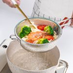 8-SOGA Stainless Steel Perforated Colander Fine Mesh Net Food Strainer Basket with Handle Skimmer Sieve Set