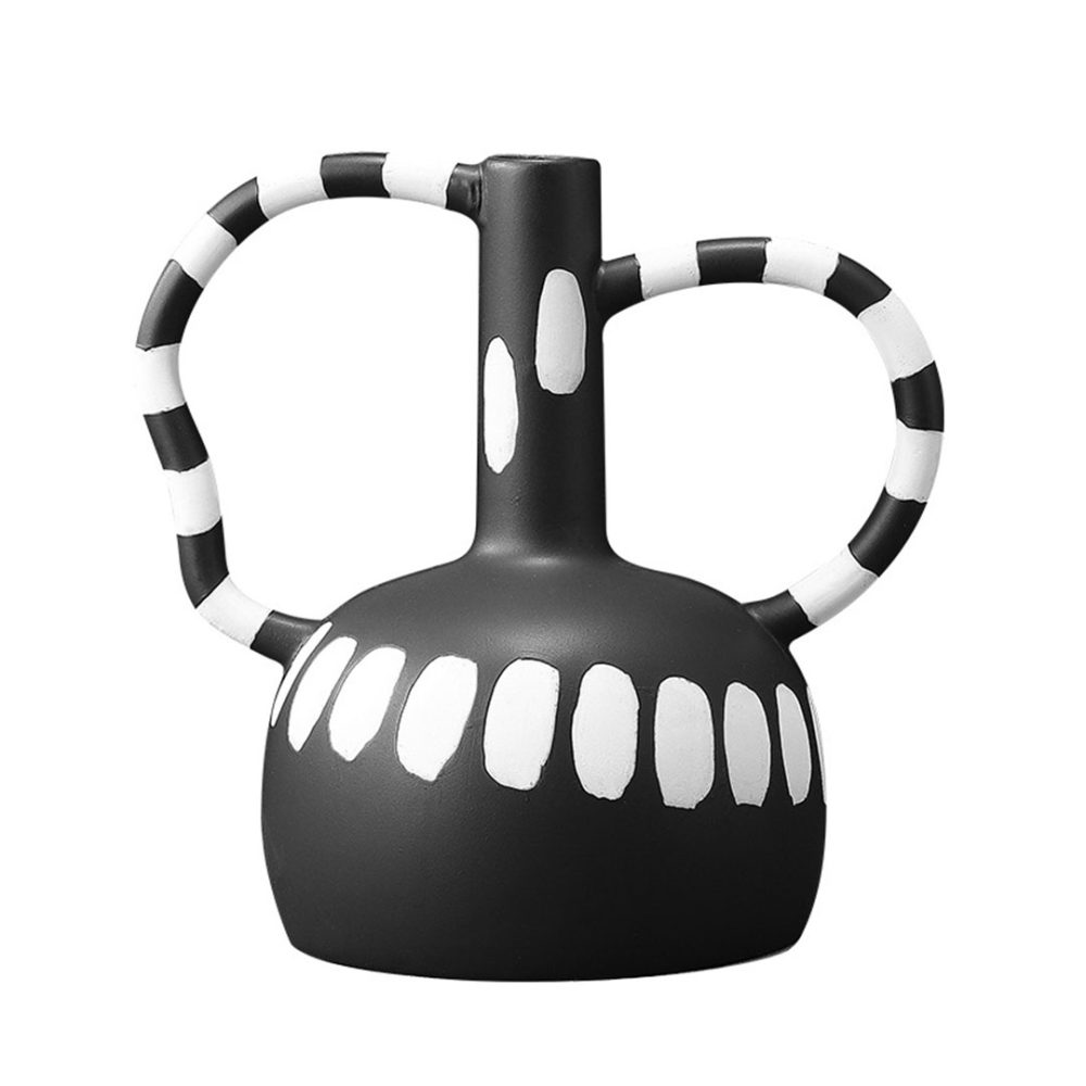 1-SOGA 26.5x17cm Ornament Vase with Polka Dot Handicraft Decorations in Living Room Home Decor