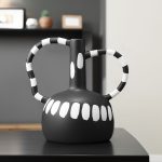 2-SOGA 2X 26.5x17cm Ornament Vase with Polka Dot Handicraft Decorations in Living Room Home Decor