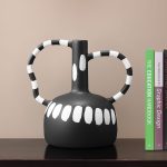 3-SOGA 2X 26.5x17cm Ornament Vase with Polka Dot Handicraft Decorations in Living Room Home Decor